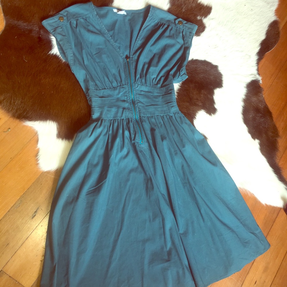 Teal knee-length dress